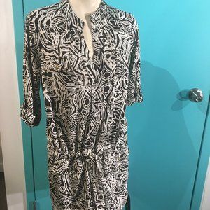 DVF SIZE 10 BROWN & CREAM PRINT SILK  DRESS